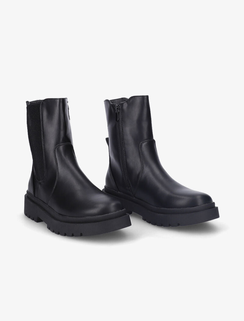 Bottines unies à ganse élastiquée côtelée - Noir - 5