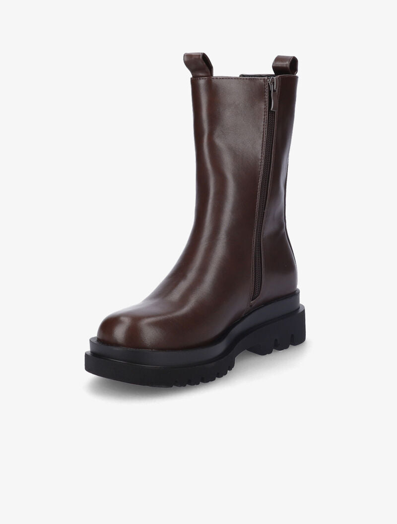 Bottines montantes à plateforme crantée - Marron - 4