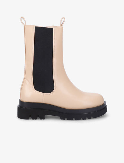 Bottines montantes à plateforme crantée - Beige - 2