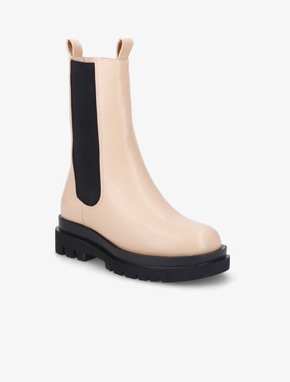 Bottines montantes à plateforme crantée - Beige - 3