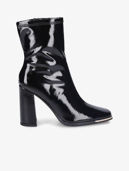 Bottines effet vinyle à talon - Noir - 2