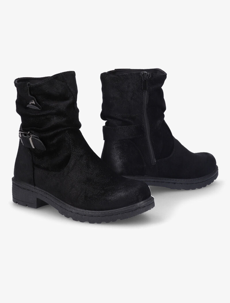 Bottines suédées effet plissé - Noir - 5