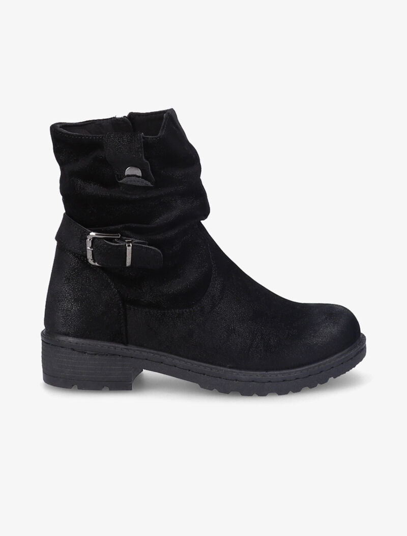 Bottines suédées effet plissé - Noir - 2