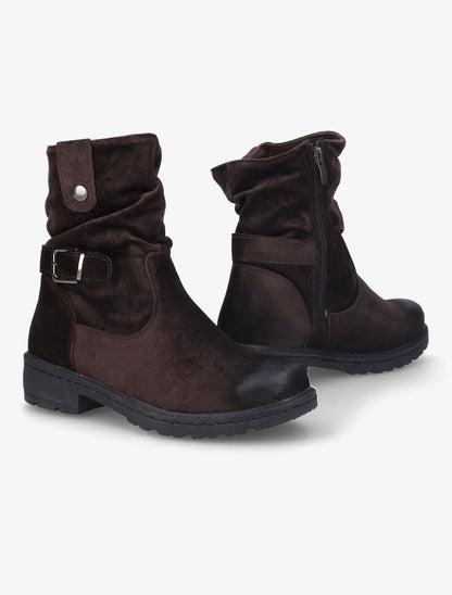 Bottines suédées effet plissé - Marron - 5