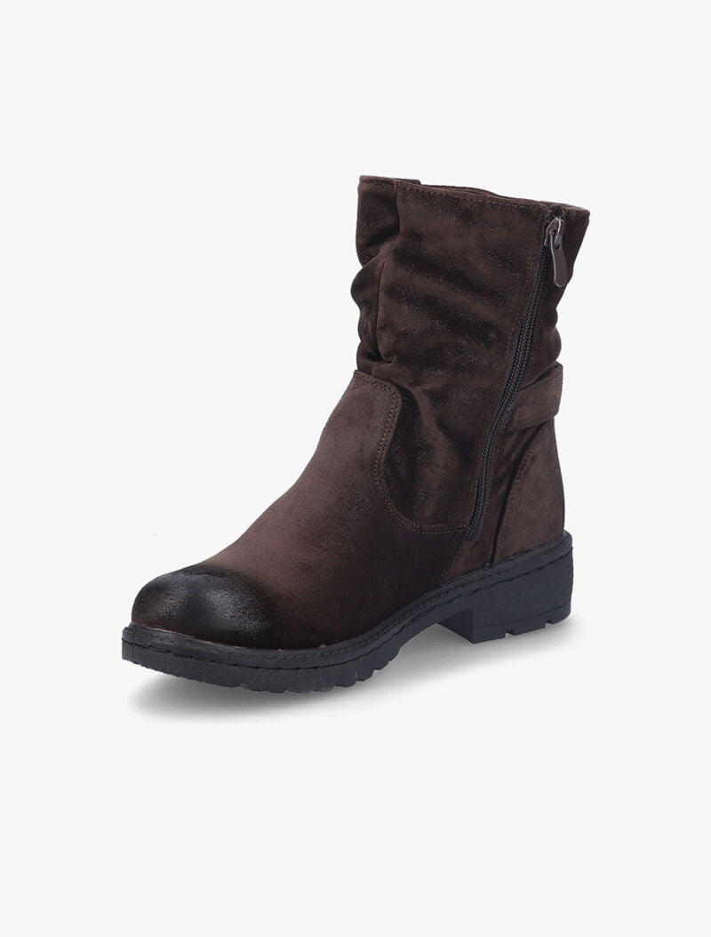 Bottines suédées effet plissé - Marron - 4