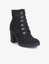 Bottines à talon effet nubuck - Noir - 5