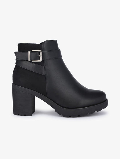 Bottines bi matière à talons - Noir - 2