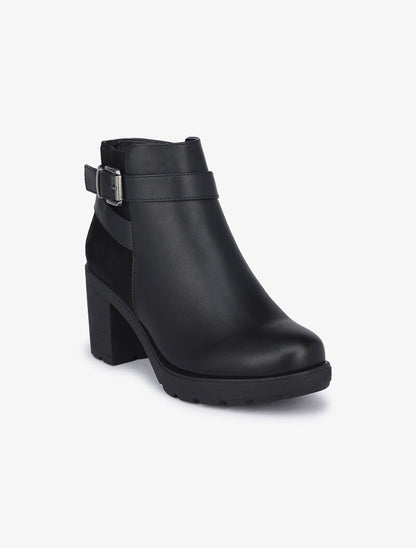 Bottines bi matière à talons - Noir - 3