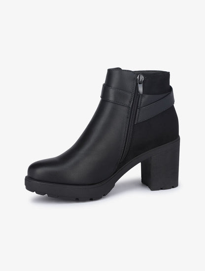 Bottines bi matière à talons - Noir - 4