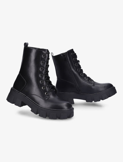 Bottines à semelles striées - Noir - 1