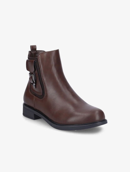 Bottines plates à boucle stylisée - Chocolat - 2