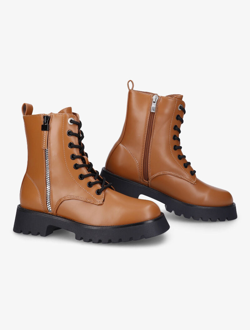 Bottines à zip décoratif stylisé - Camel - 4