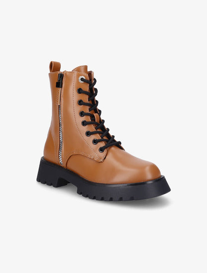 Bottines à zip décoratif stylisé - Camel - 2
