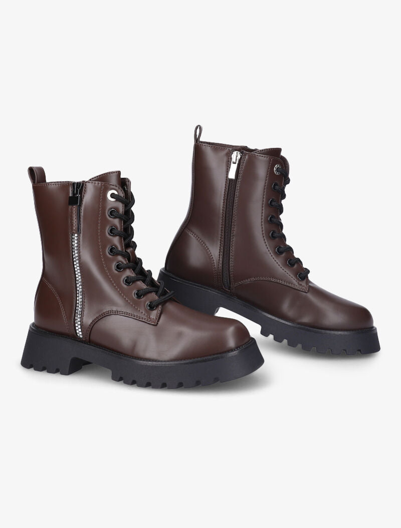 Bottines à zip décoratif stylisé - Marron - 4