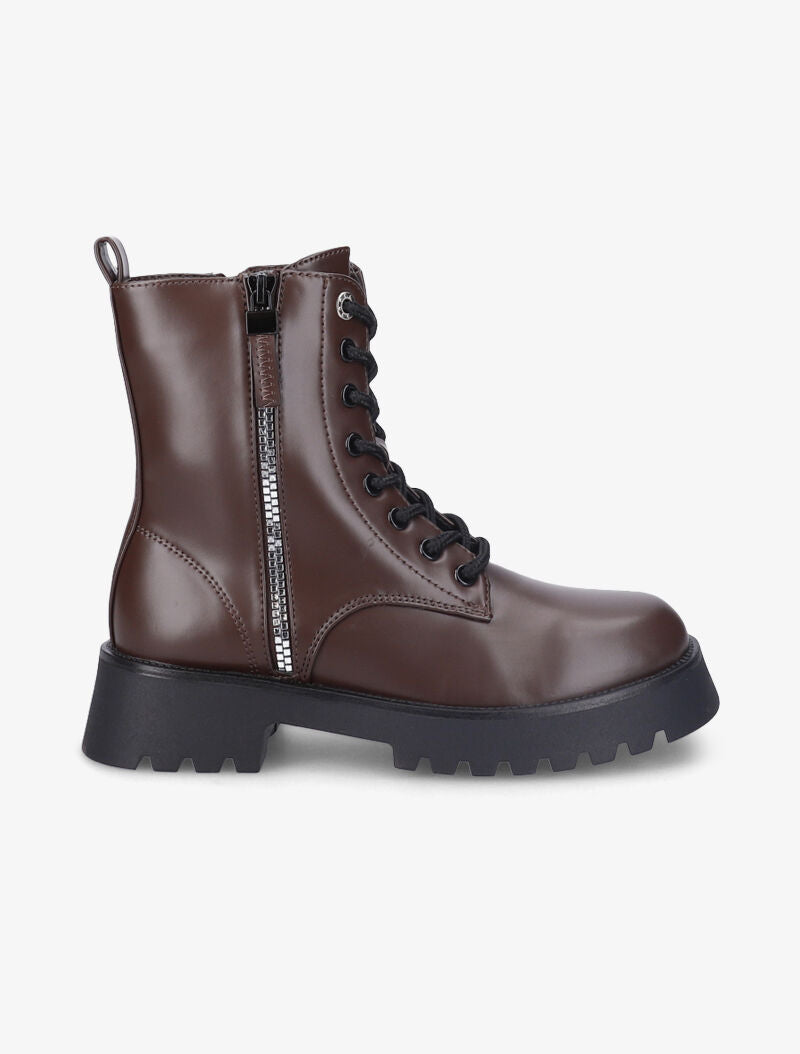 Bottines à zip décoratif stylisé - Marron - 1