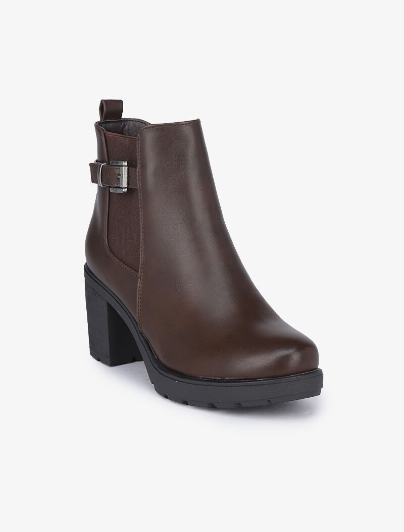 Bottines à talons gomme - Marron - 2
