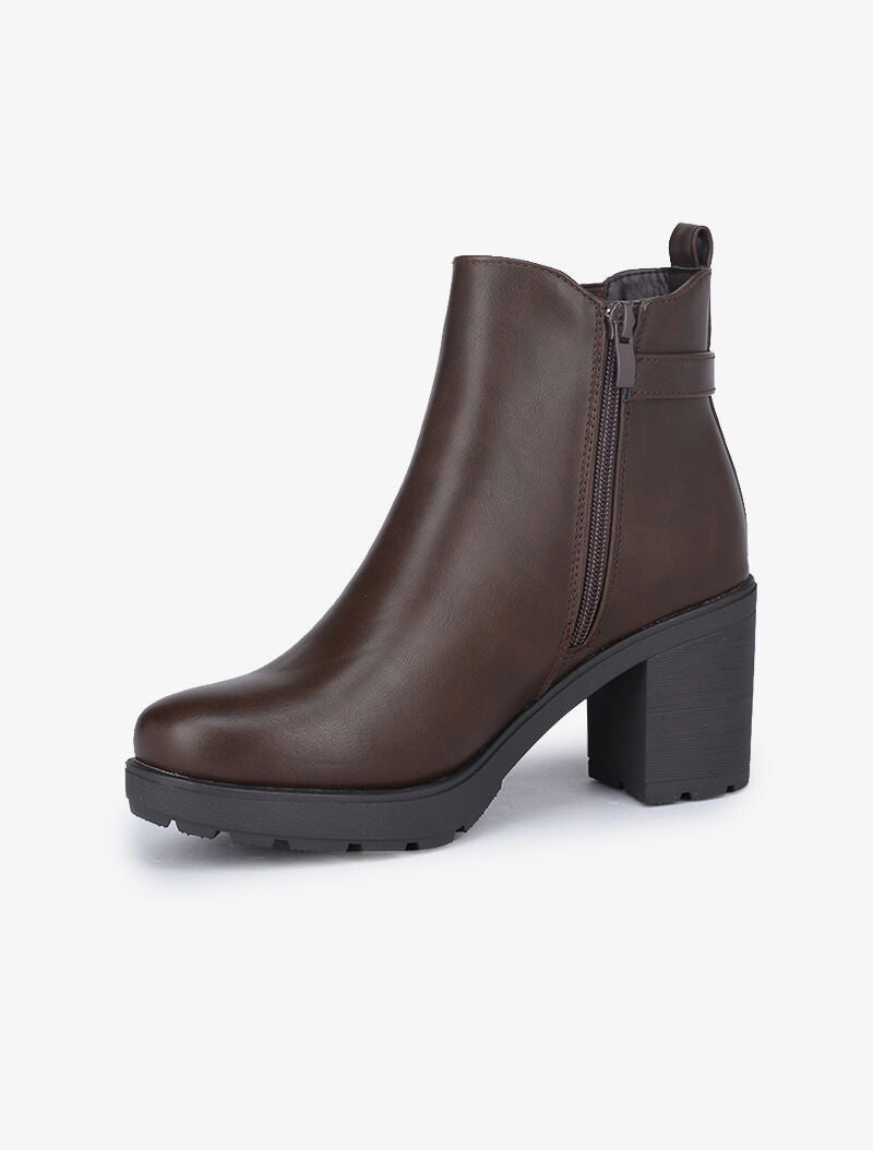 Bottines à talons gomme - Marron - 3