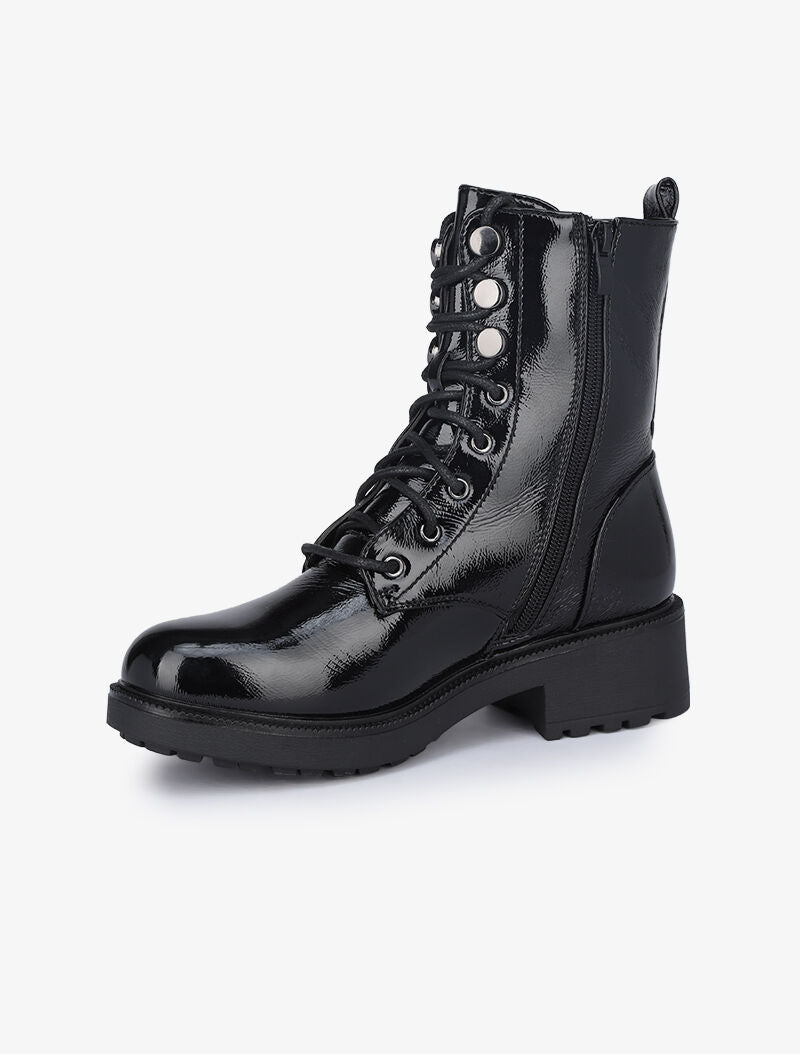 Boots vernies à talon bloc - Noir - 4