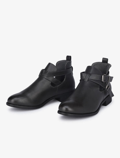 Low boots à sangles et découpes - Anthracite - 2