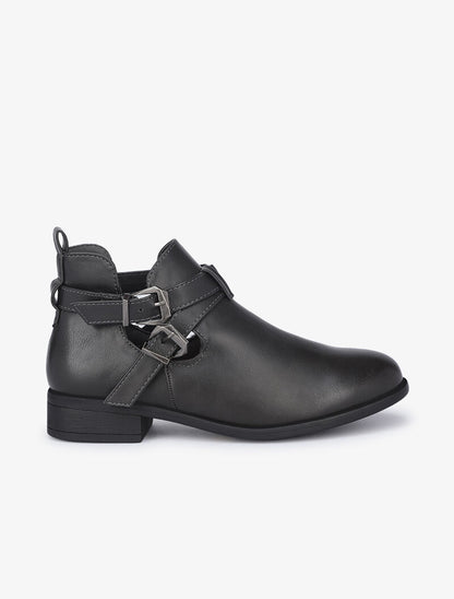 Low boots à sangles et découpes - Anthracite - 1