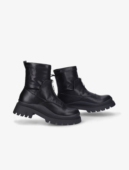 Bottines en simili à zip - Noir - 1