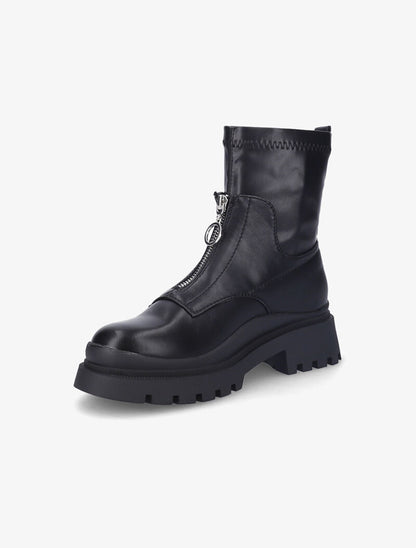 Bottines en simili à zip - Noir - 4