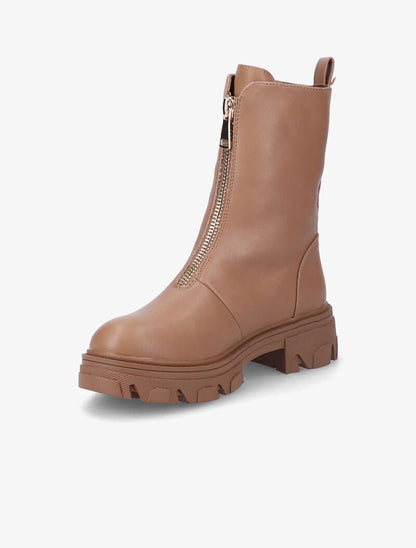 Bottines montantes à zip - Camel - 4