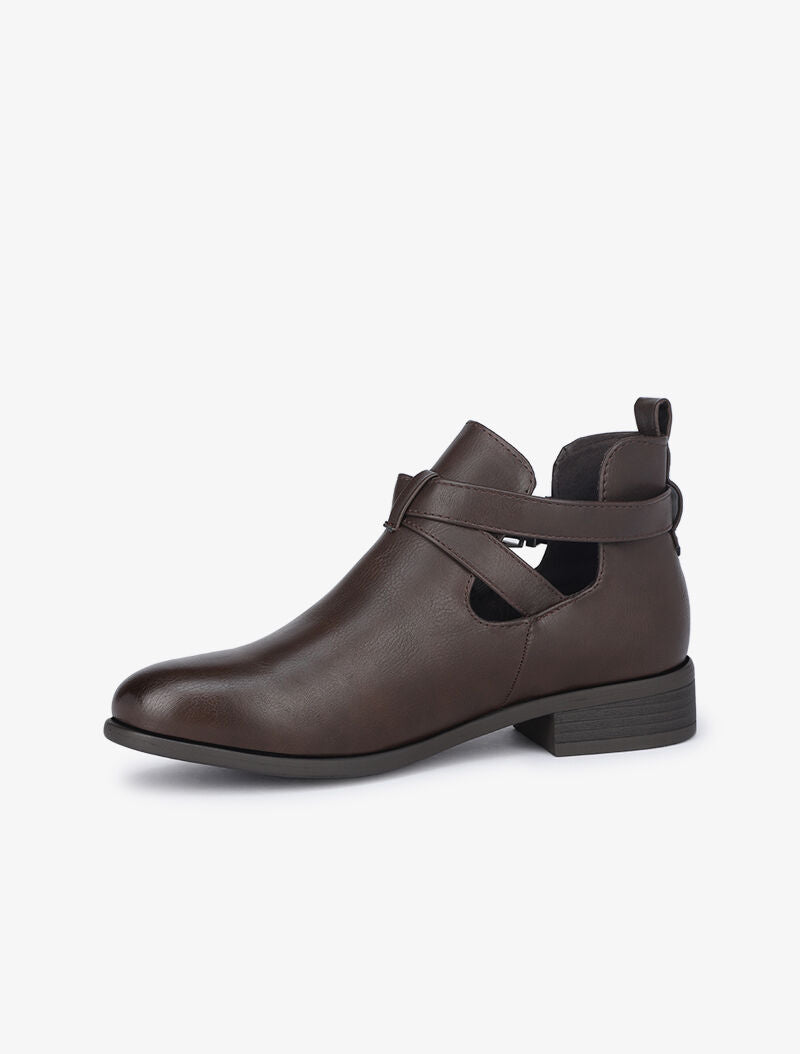 Low boots à sangles et découpes - Marron - 4