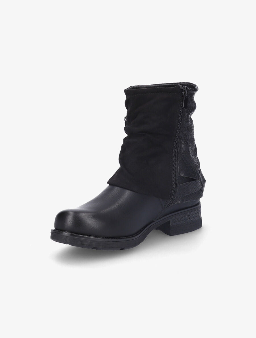 Bottines à pochette cloutée et sangles - Noir - 4