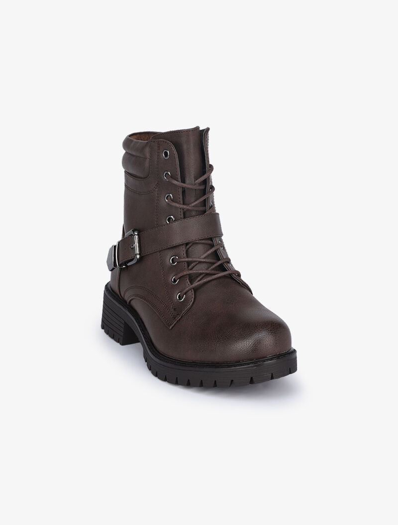 Boots à lacets et zips - Marron - 3