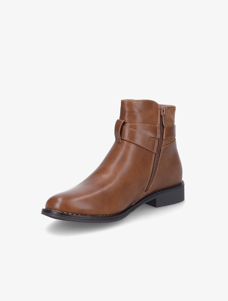 Bottines bimatière à détail suédé - Camel - 4