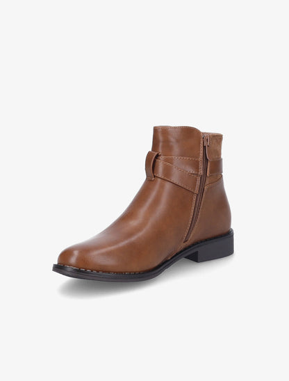 Bottines bimatière à détail suédé - Camel - 4