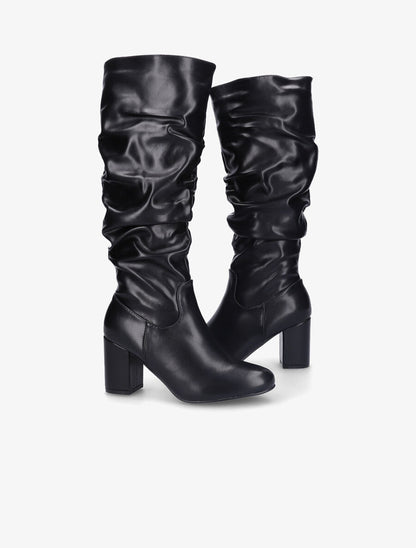 Bottes en simili à effet plissé - Noir - 4