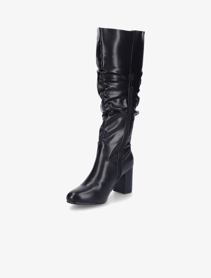 Bottes en simili à effet plissé - Noir - 3