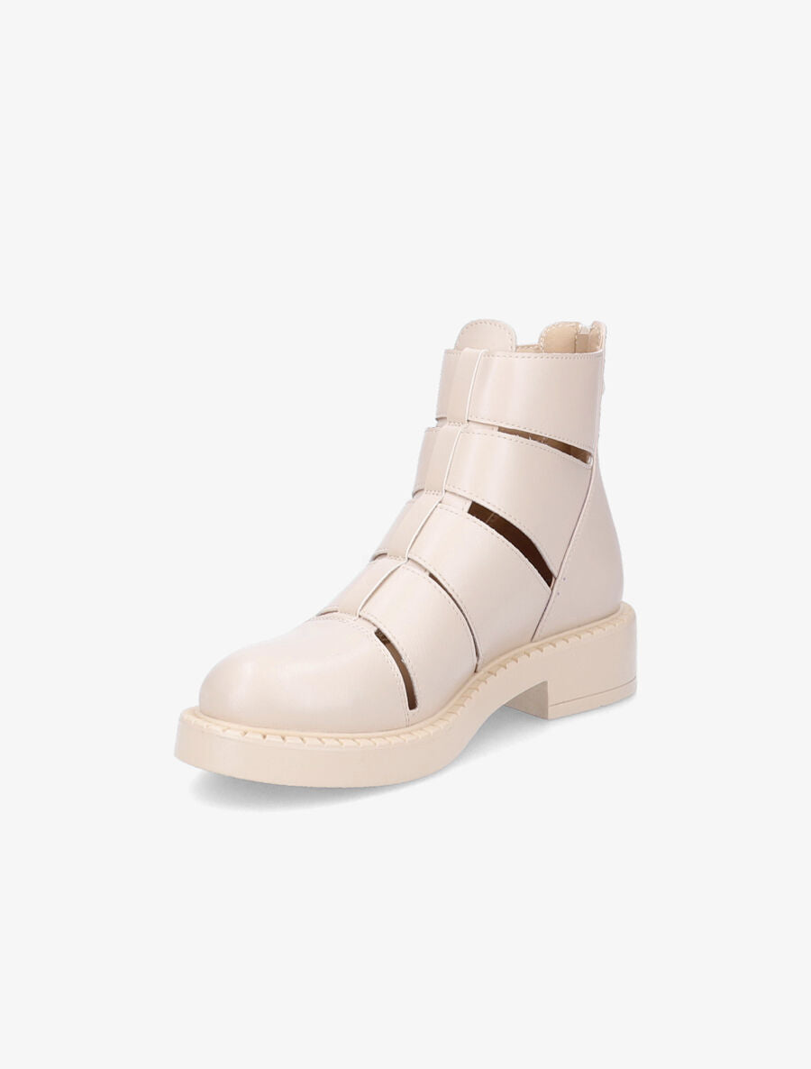 Bottines ajourées en simili - Beige - 3