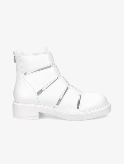 Bottines ajourées en simili - Blanc - 1