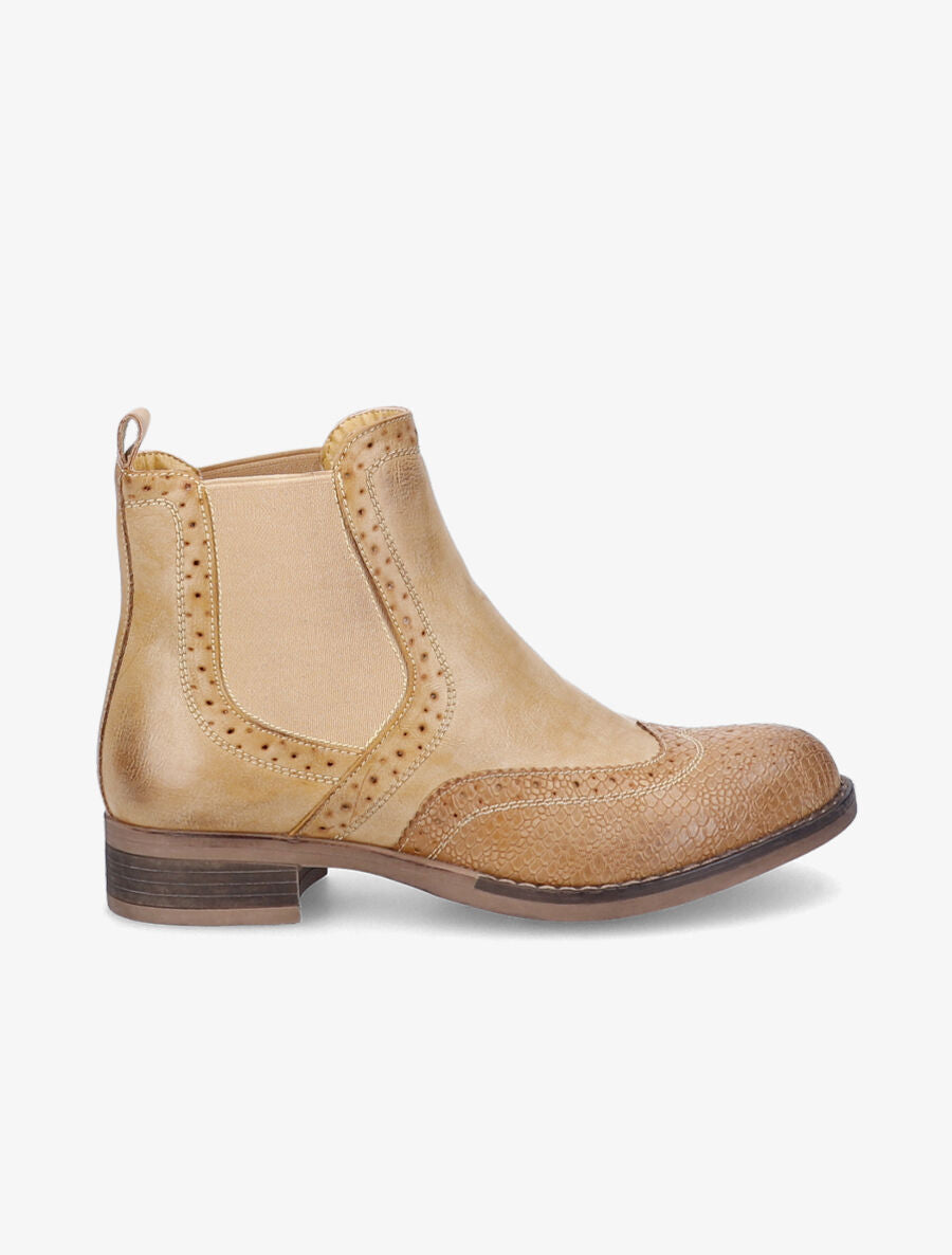 Chelsea boots à bouts effet python - Moutarde - 5