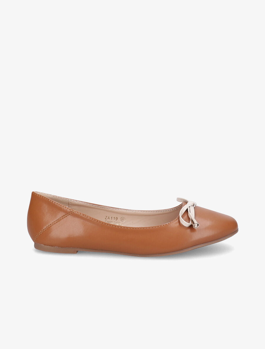 Ballerines à noeud contrastant - Camel - 1