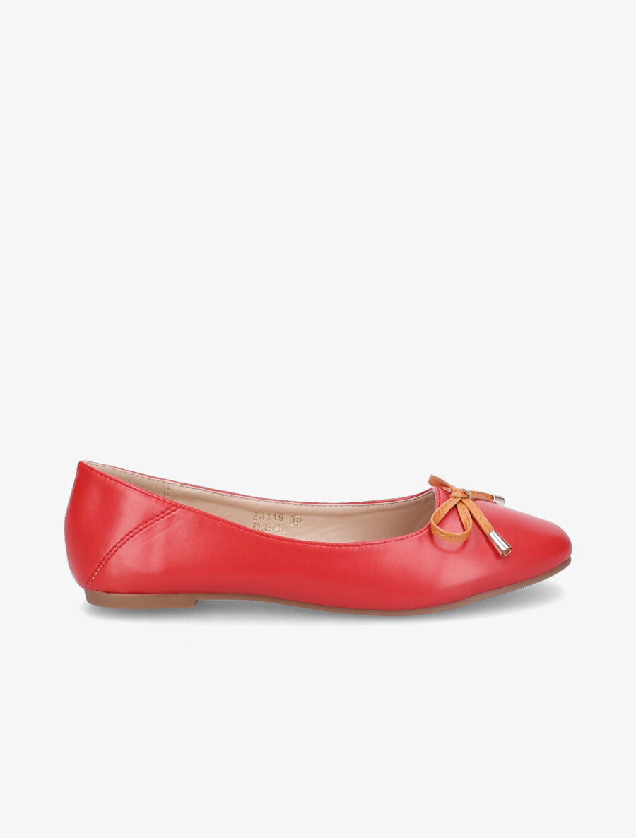 Ballerines à noeud contrastant - Rouge - 1