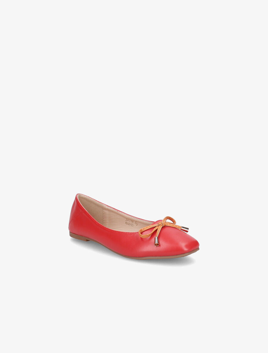 Ballerines à noeud contrastant - Rouge - 2
