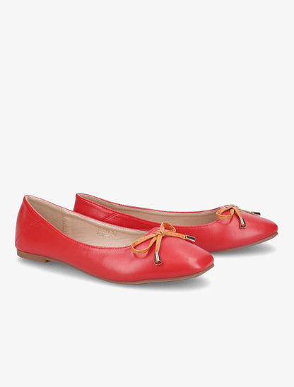 Ballerines à noeud contrastant - Rouge - 4