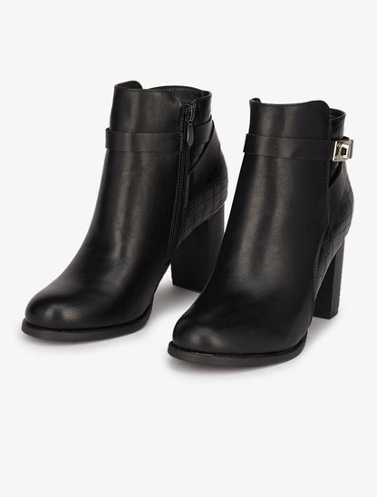 Bottines bi-matière à talon - Noir - 6