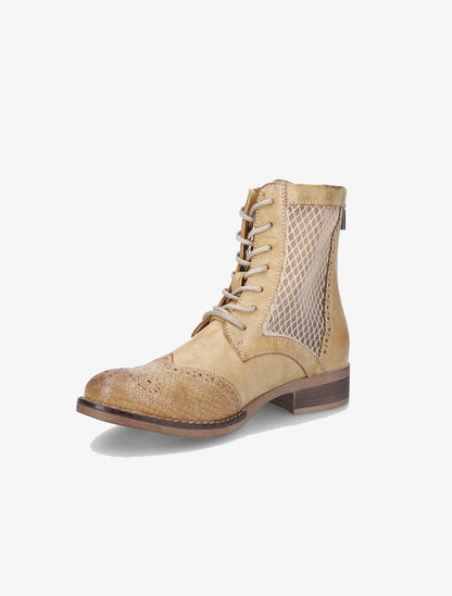 Bottines lacées à bouts effet python - Moutarde - 3