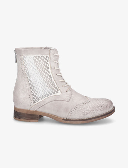 Bottines lacées à bouts effet python - Beige/doré - 5