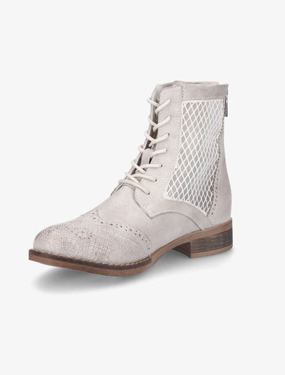 Bottines lacées à bouts effet python - Beige/doré - 3