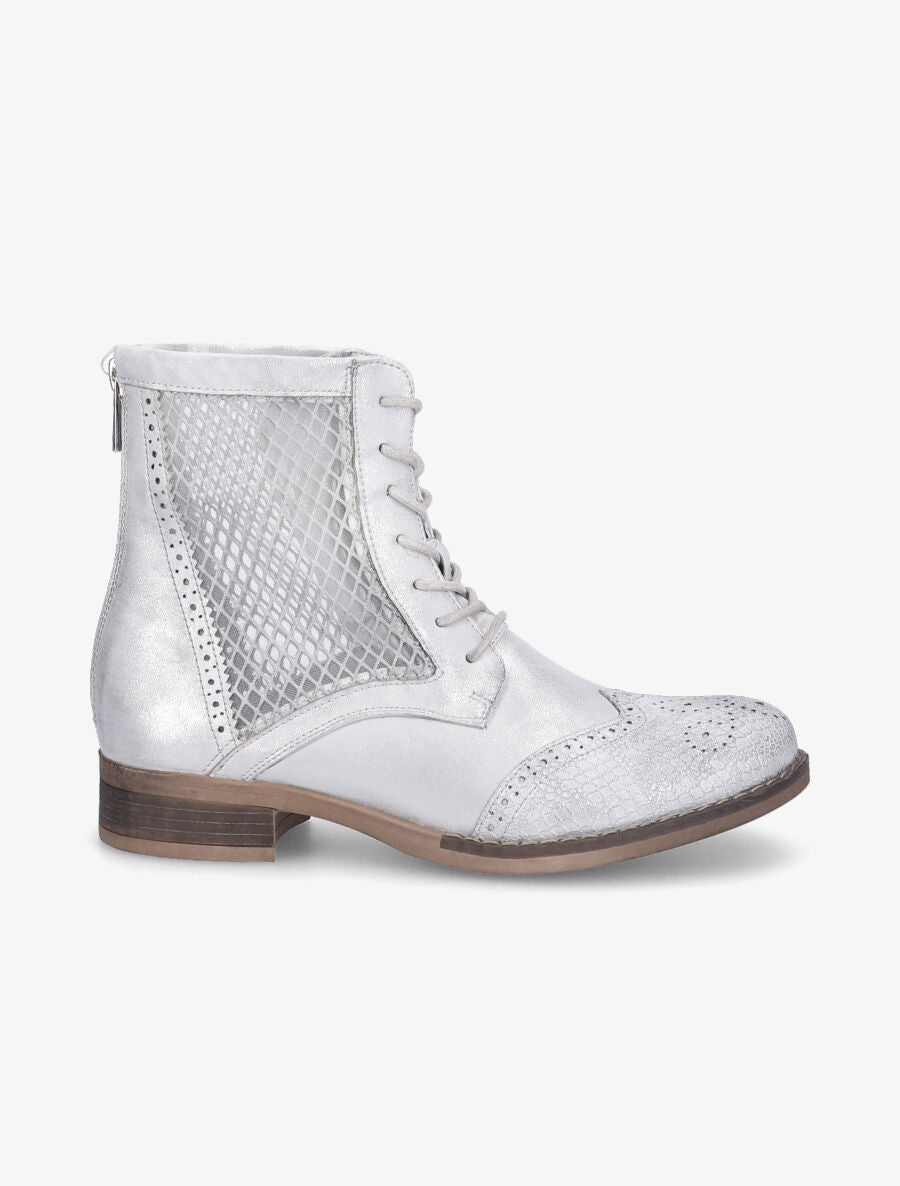 Bottines lacées à bouts effet python - Gris clair/argent - 1