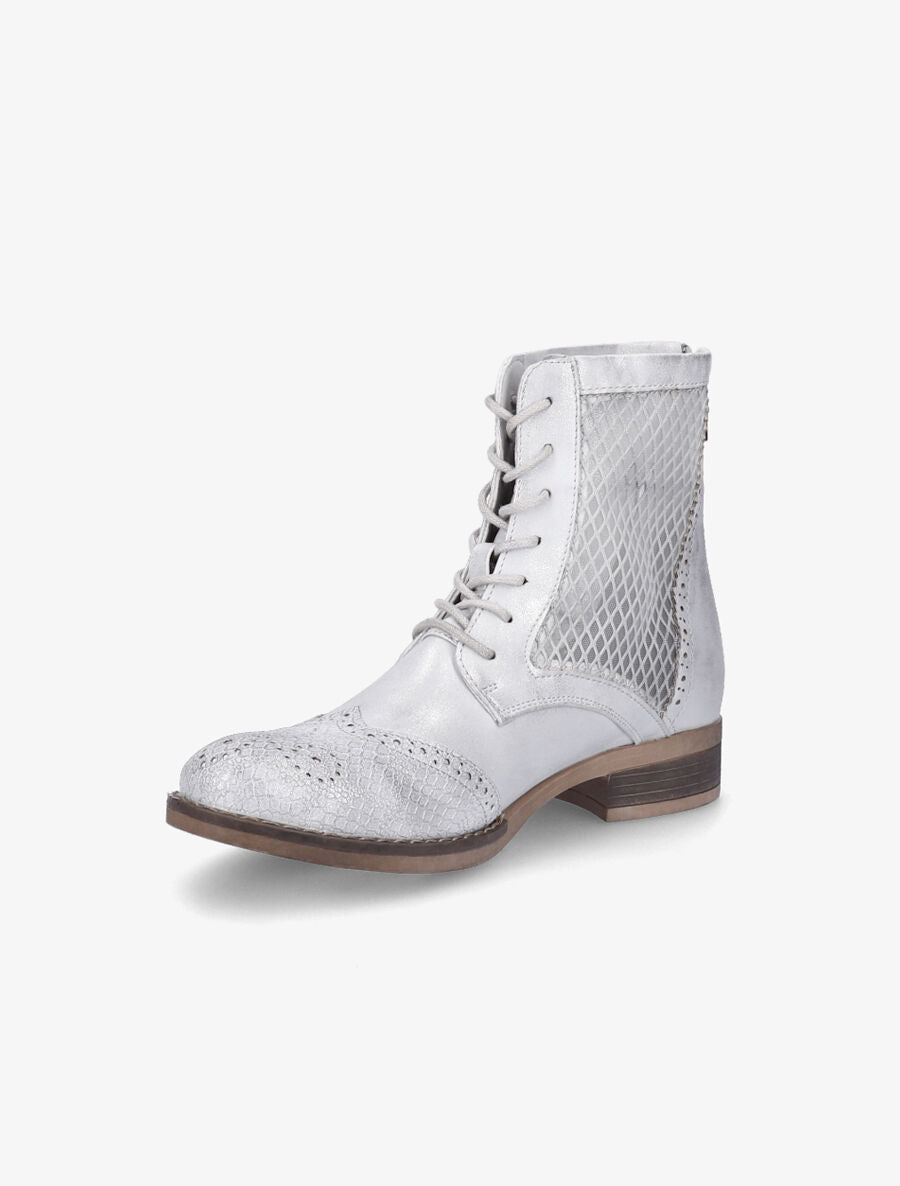 Bottines lacées à bouts effet python - Gris clair/argent - 3