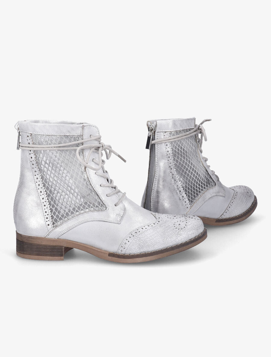 Bottines lacées à bouts effet python - Gris clair/argent - 4