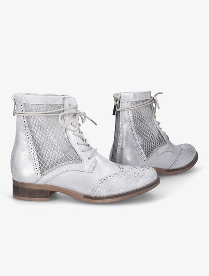 Bottines lacées à bouts effet python - Gris clair/argent - 4