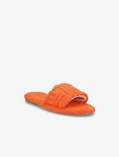 Claquettes en toile texturée - Orange - 2